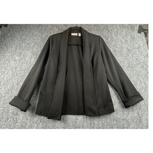 Chicos Black Open Front Ponte Knit Blazer Cardigan Jacket Size 0 XS 13211728
